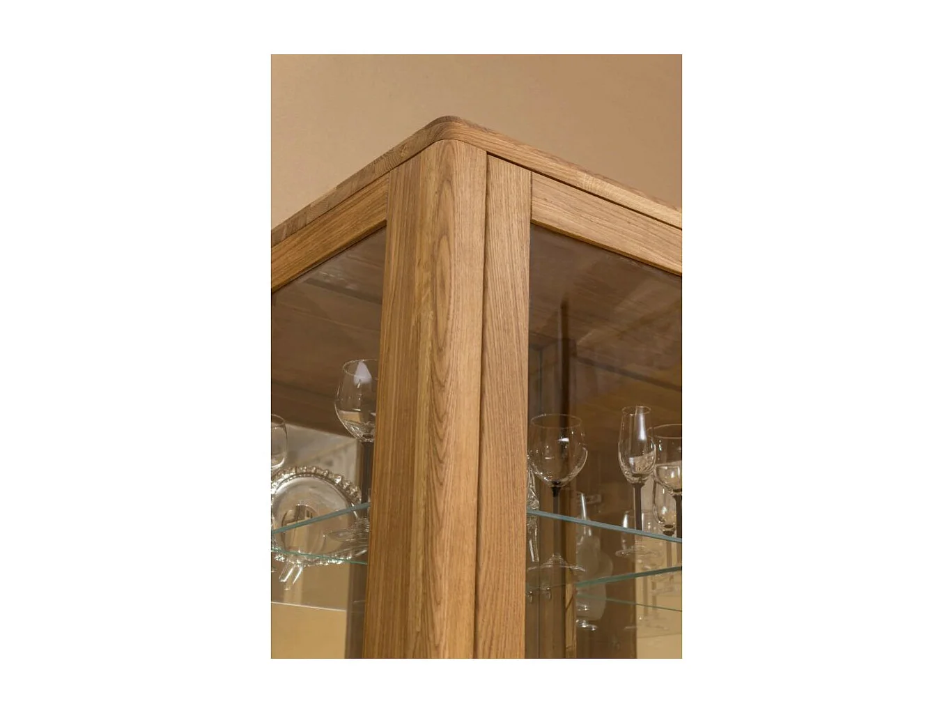Vitrine en chêne massif 3 portes Eliza 145cm