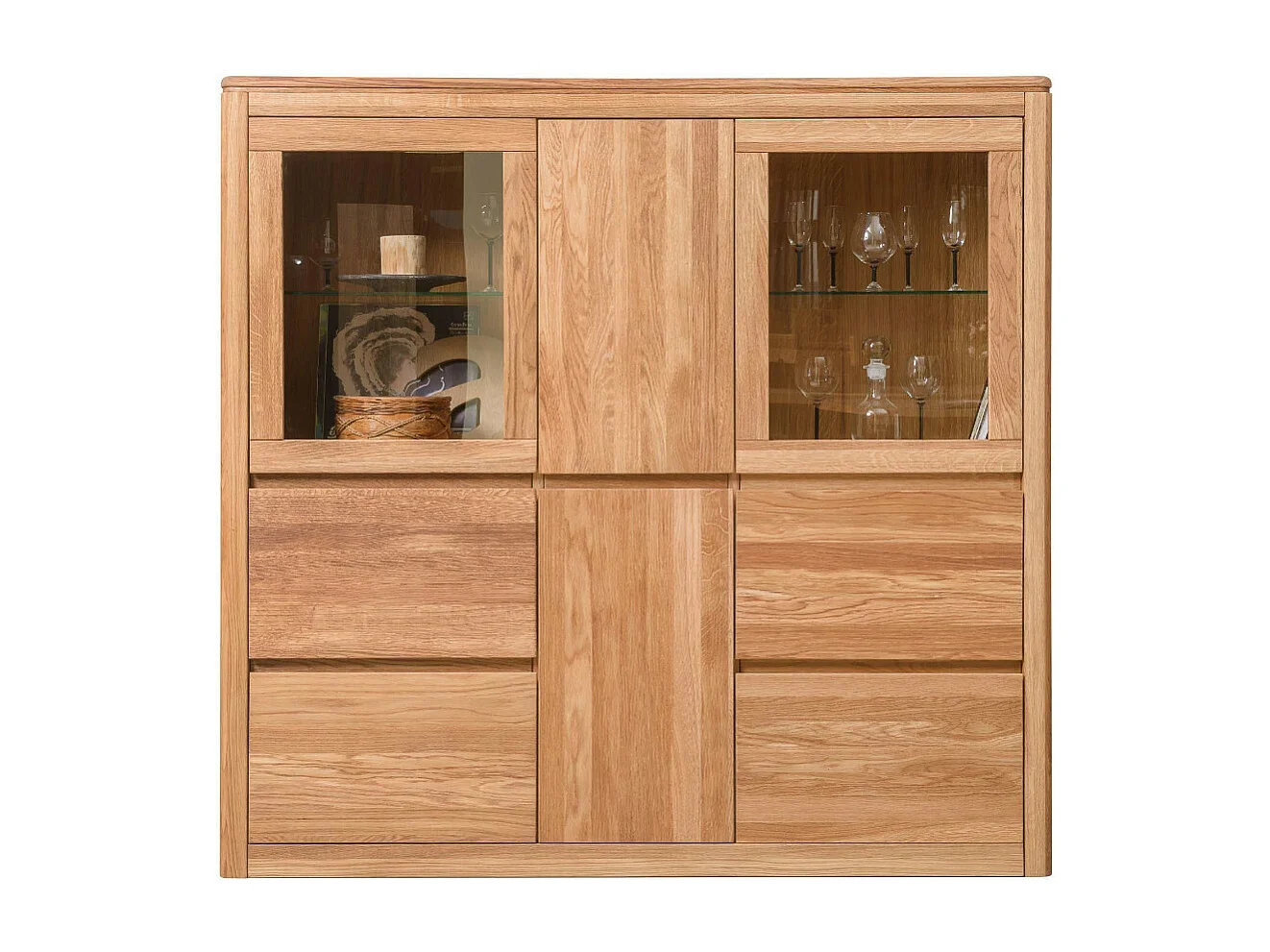 Vitrina de roble macizo y cristal Velida 150 cm