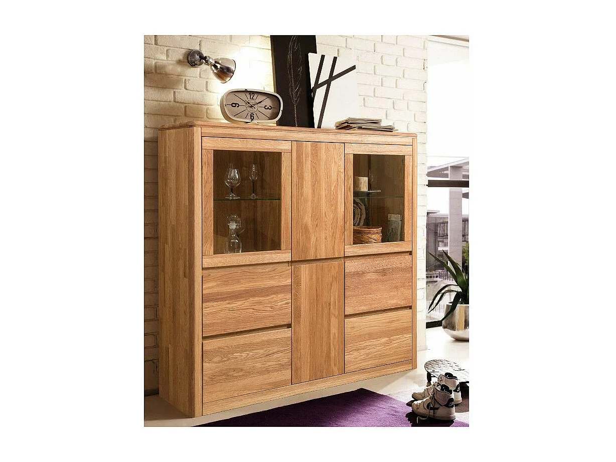 Vitrina de roble macizo y cristal Velida 150 cm