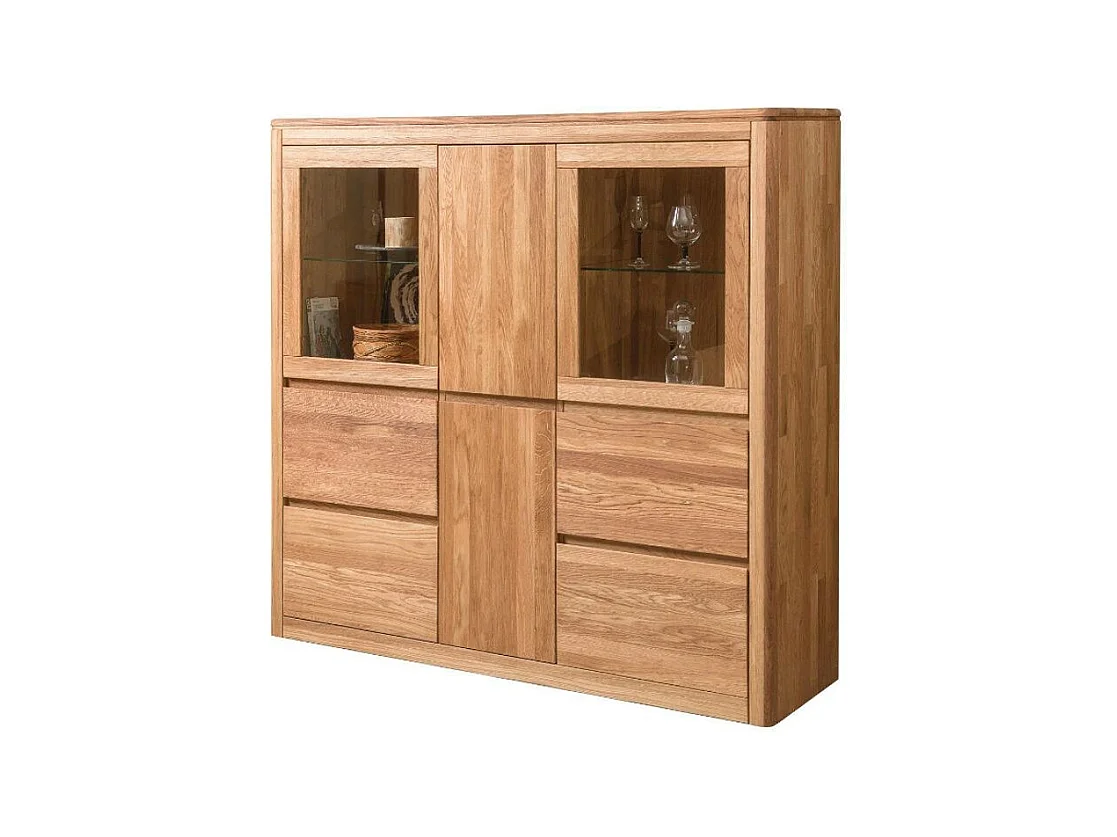 Vitrine en chêne massif et verre Velida 150cm