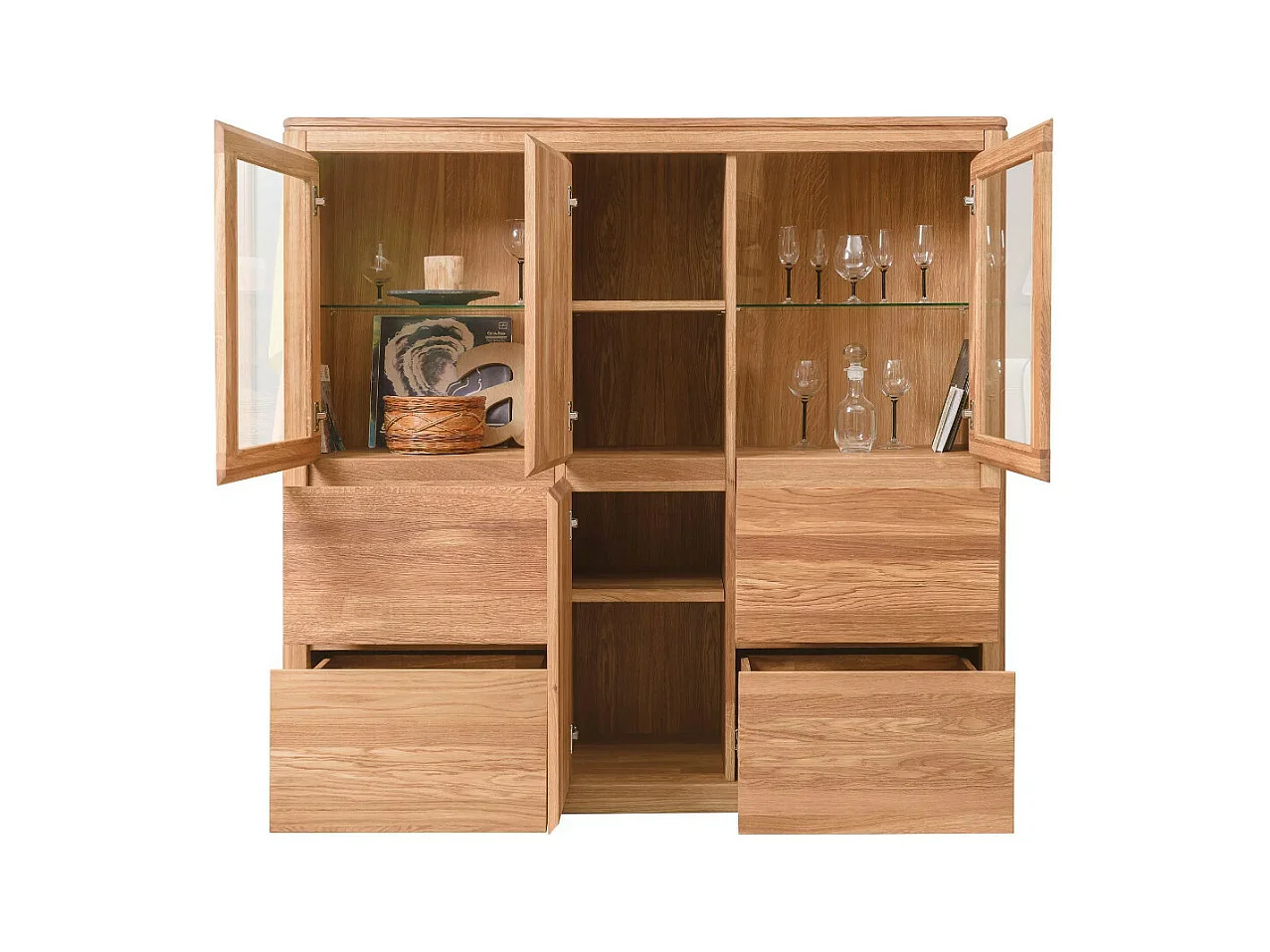 Vitrine en chêne massif et verre Velida 150cm