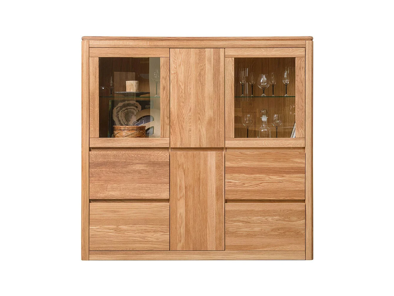 Vitrine en chêne massif et verre Velida 150cm