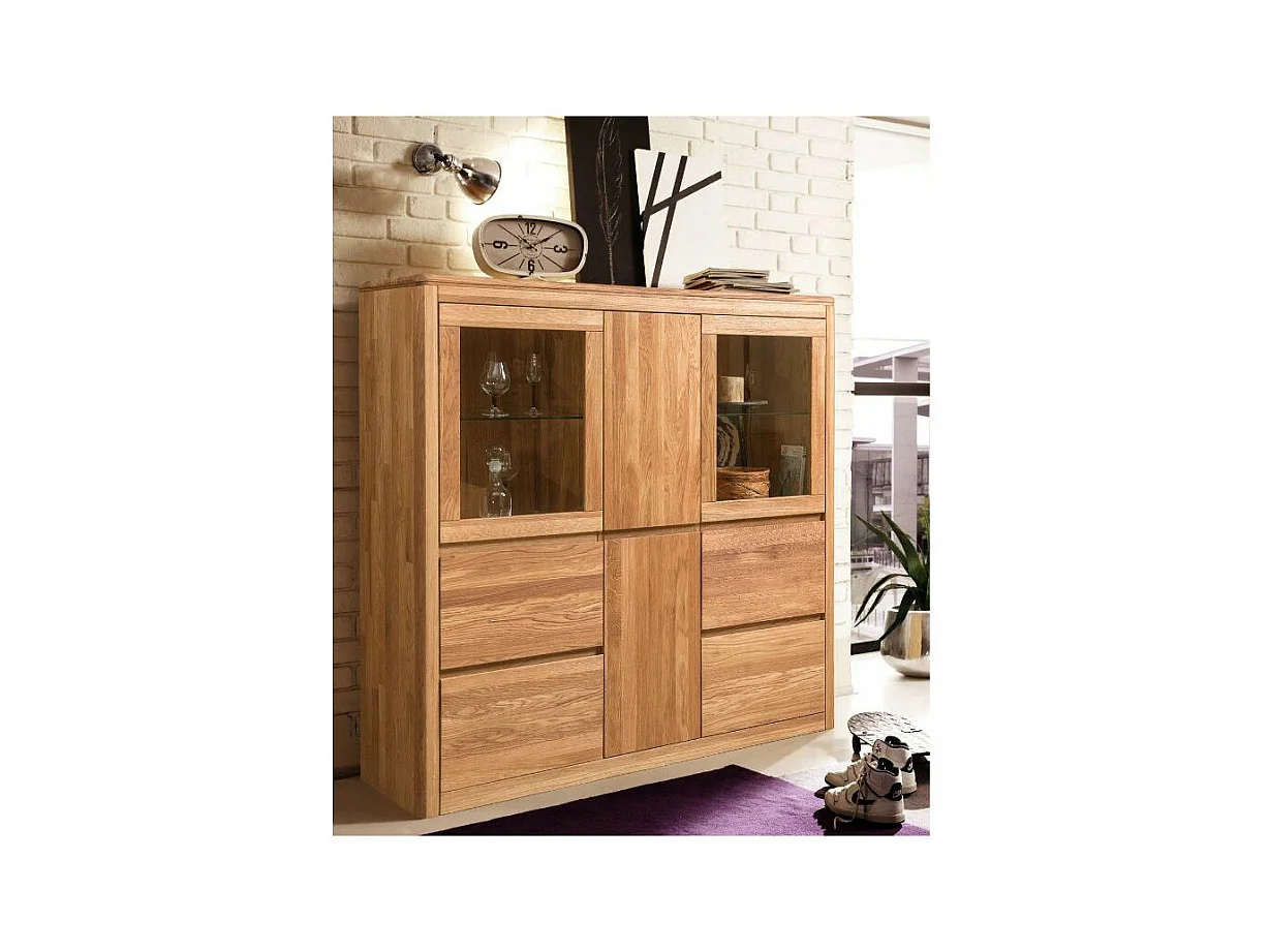 Vitrine en chêne massif et verre Velida 150cm