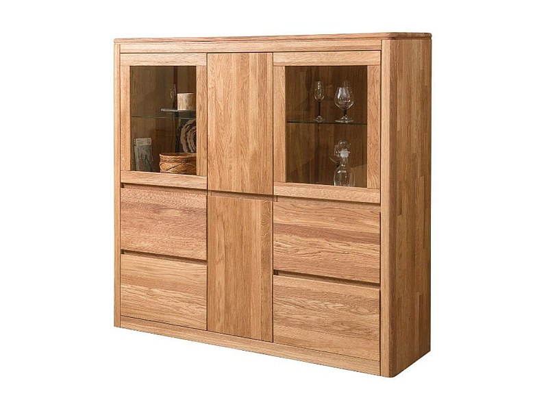 Vitrina de roble macizo y cristal Velida 150 cm