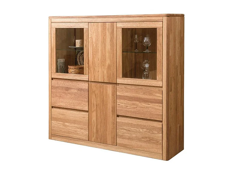 Vitrine en chêne massif et verre Velida 150cm