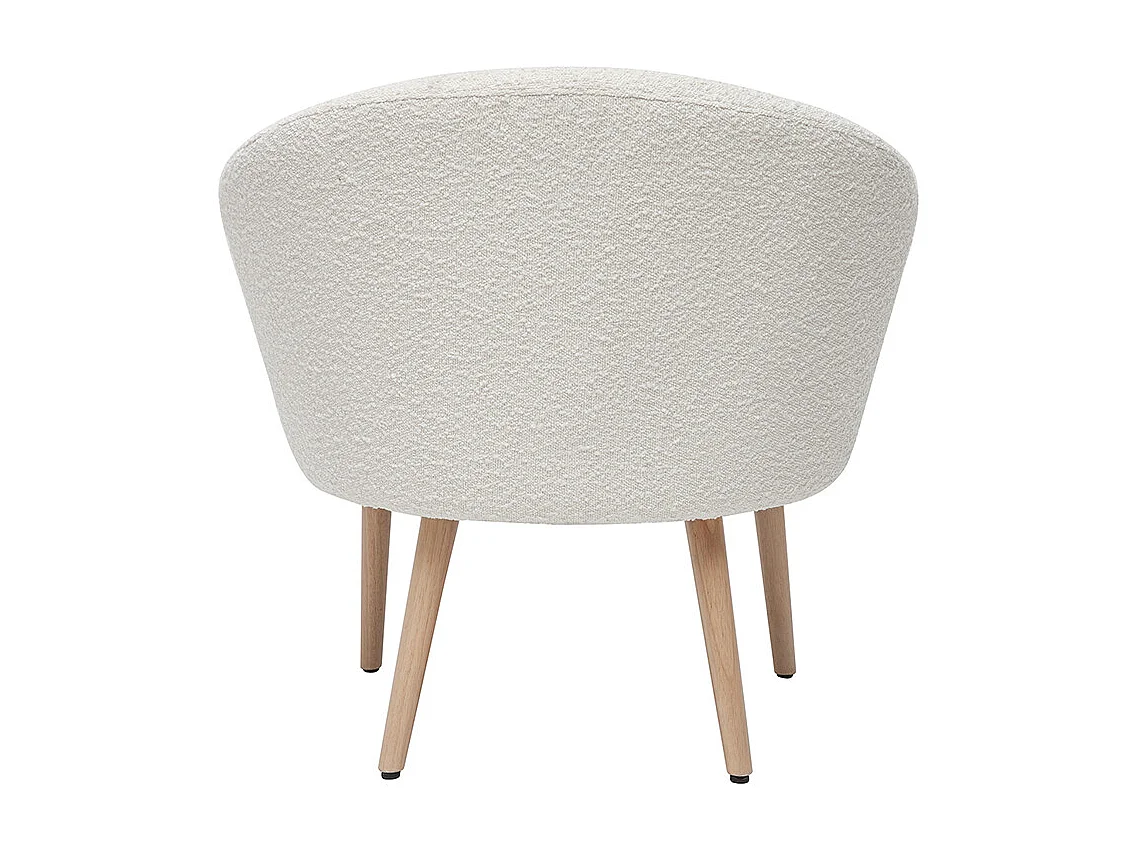 Sillón blanco efecto borreguillo con patas de madera clara OLIVIA