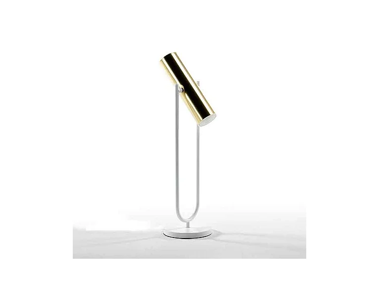 Lampe de table métal doré et pied métal blanc Egaly H 53cm