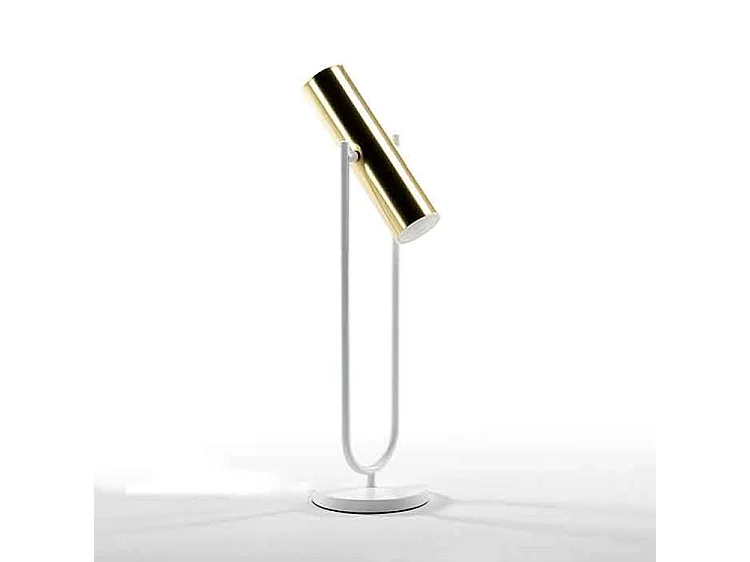 Lampe de table métal doré et pied métal blanc Egaly H 53cm