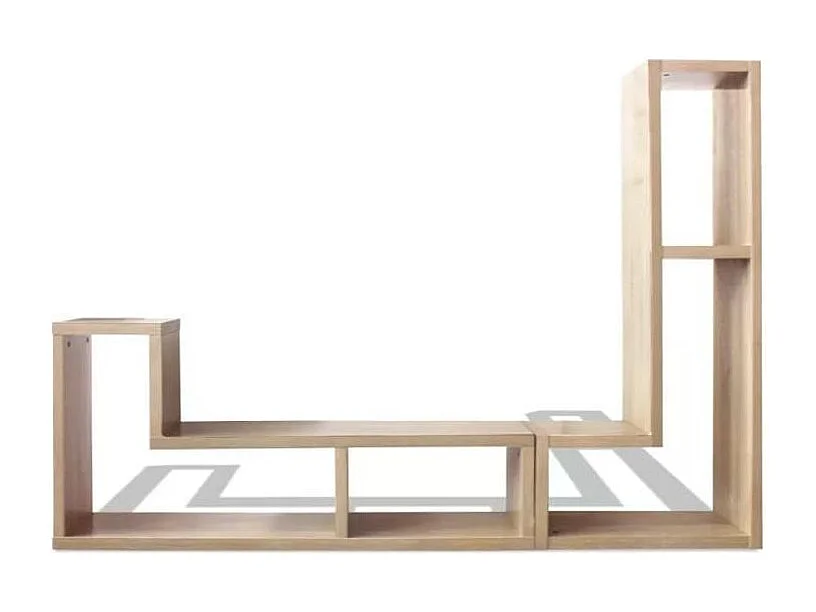 Meuble de rangement modulable bois chêne clair Chickie L 120 x H 56-28 x P 30cm