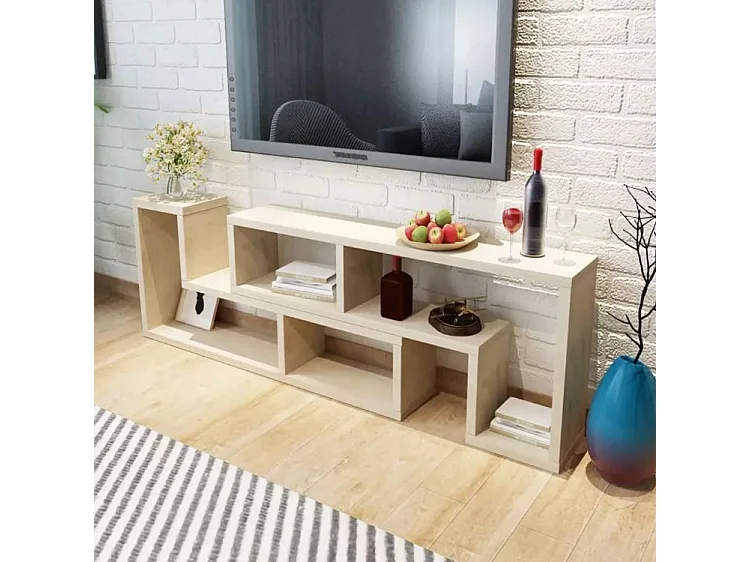 Meuble de rangement modulable bois chêne clair Chickie L 120 x H 56-28 x P 30cm