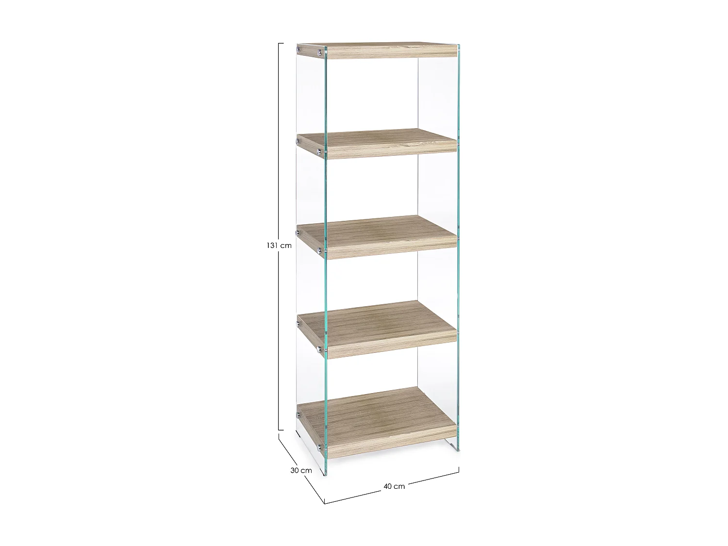 Etagère en MDF et verre trempé 5 niveaux beige Lina L 40cm