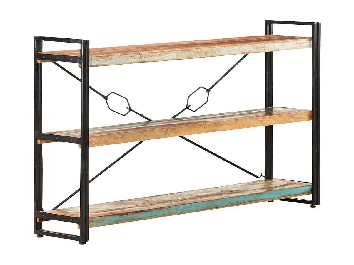 Bibliothèque 3 niveaux 140x30x80 Bois de récupération massif