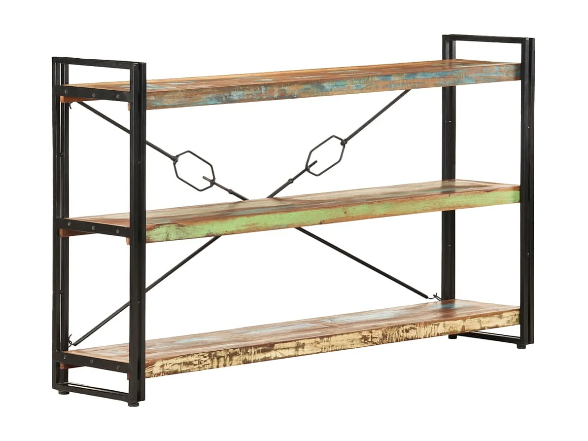 Bibliothèque 3 niveaux 140x30x80 Bois de récupération massif