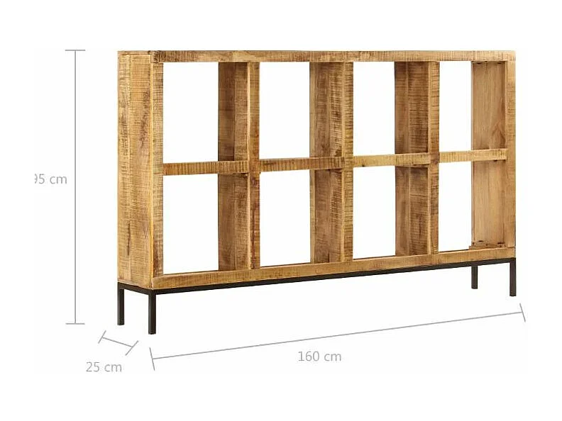 Bibliothèque manguier massif et pieds métal noir Sopra