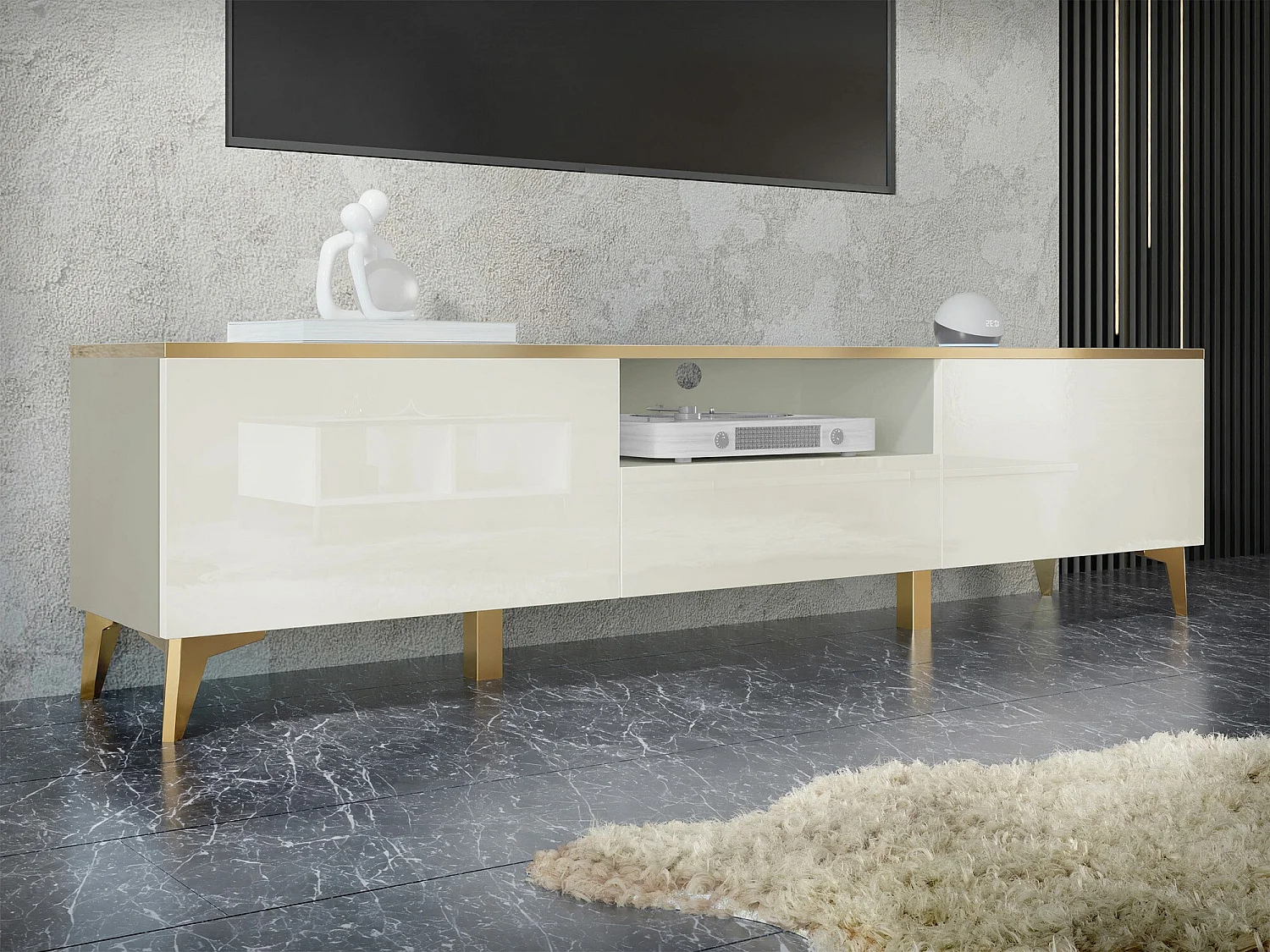Meuble TV Comfivo Virfera 102, Beige, 200x50x40cm