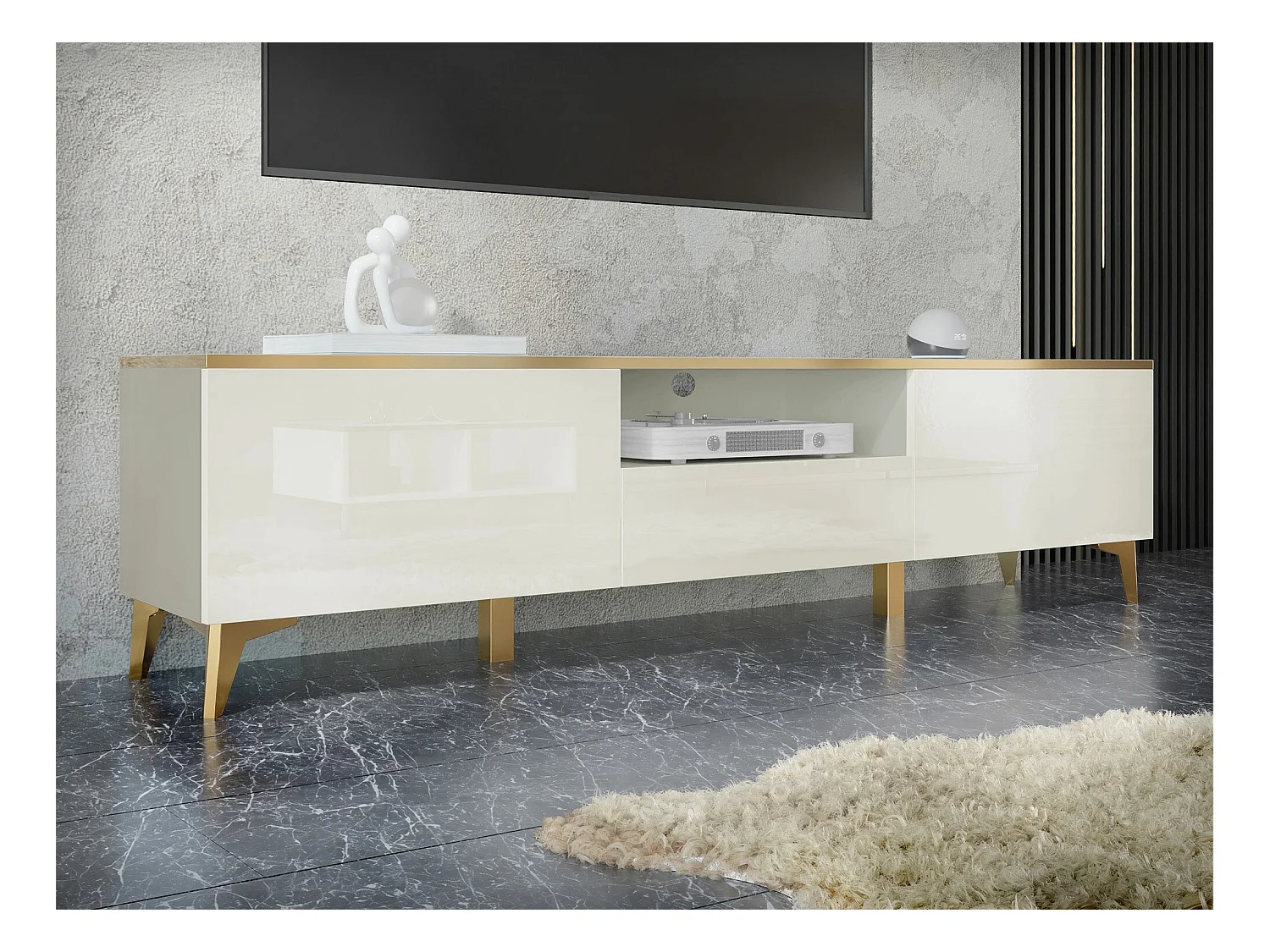 Meuble TV Comfivo Virfera 102, Beige, 200x50x40cm