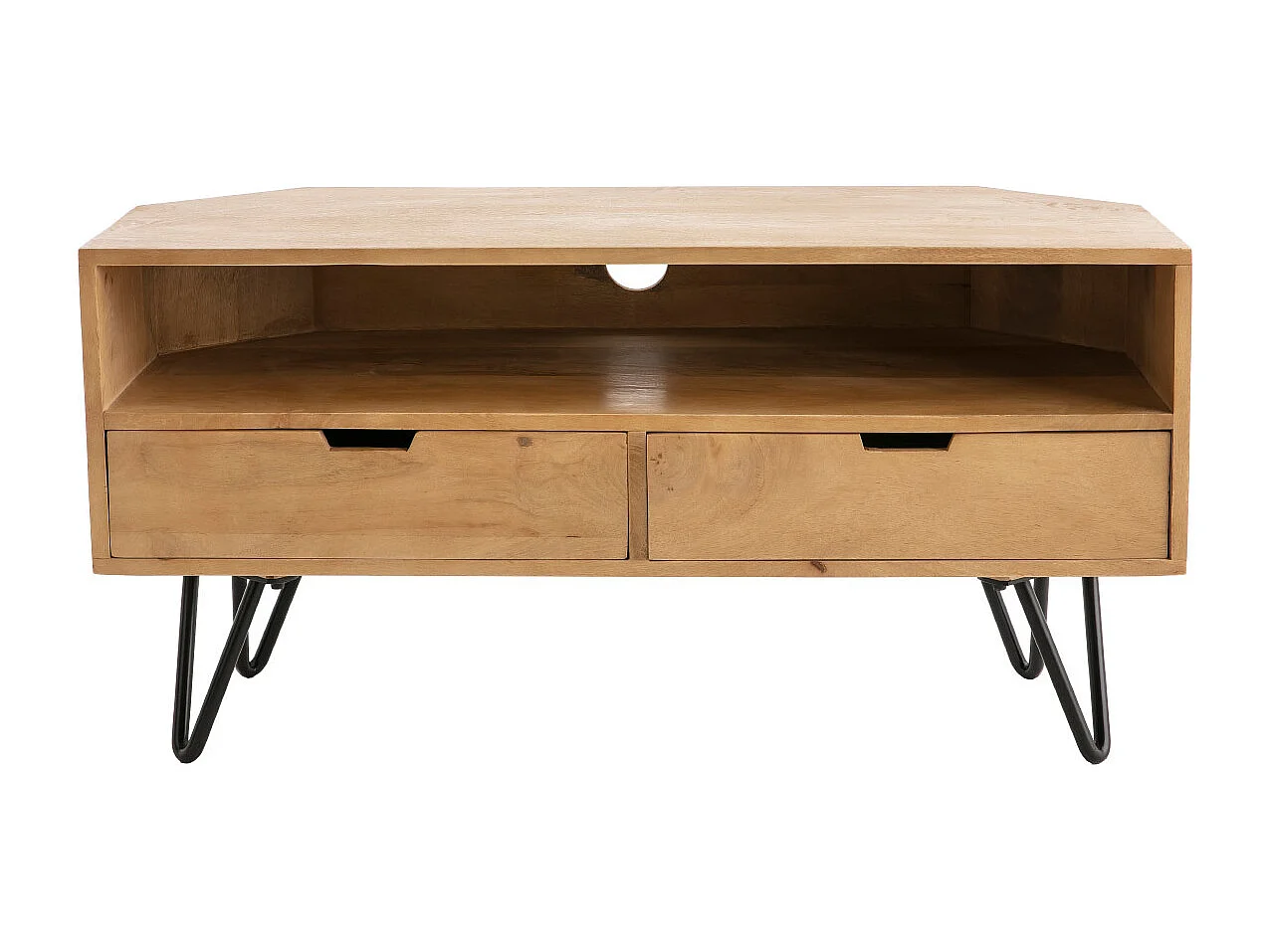 Mueble TV angular de madera de mango maciza y metal 100 cm VIBES