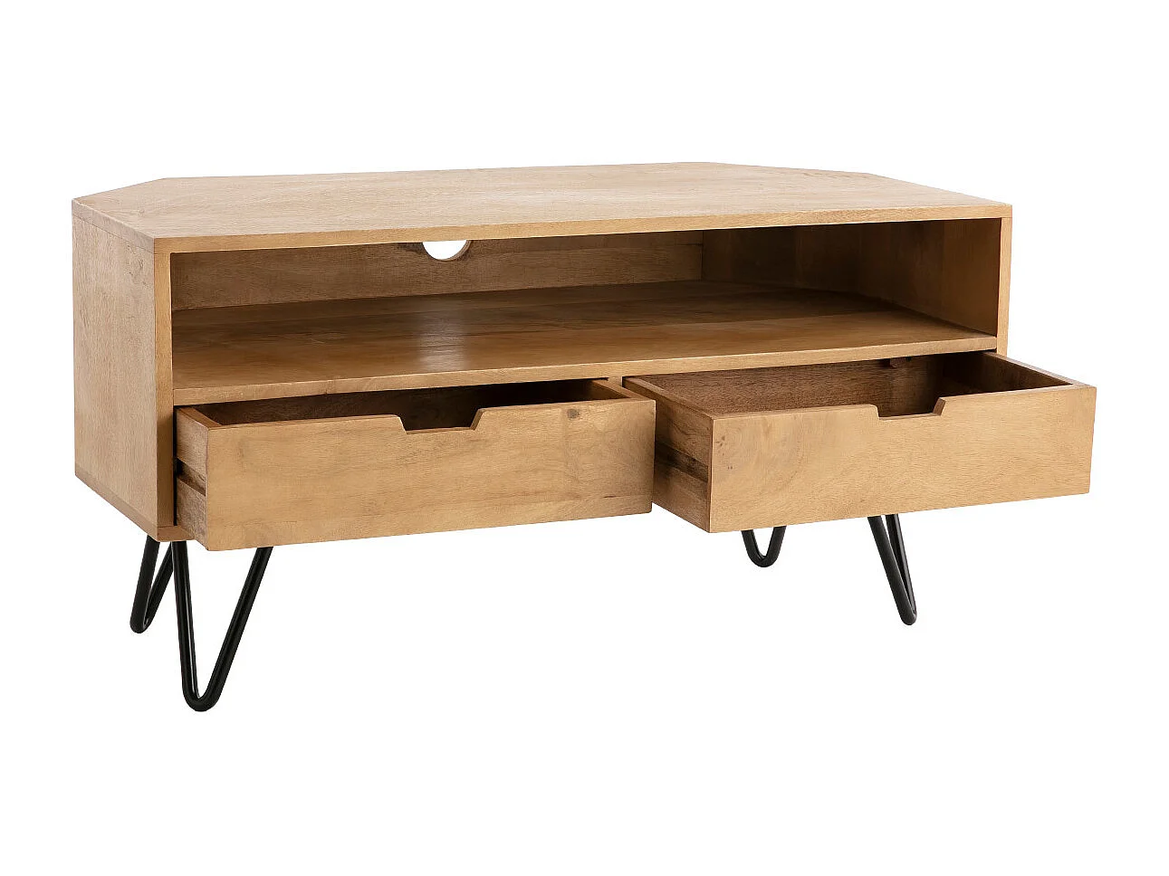 Mueble TV angular de madera de mango maciza y metal 100 cm VIBES
