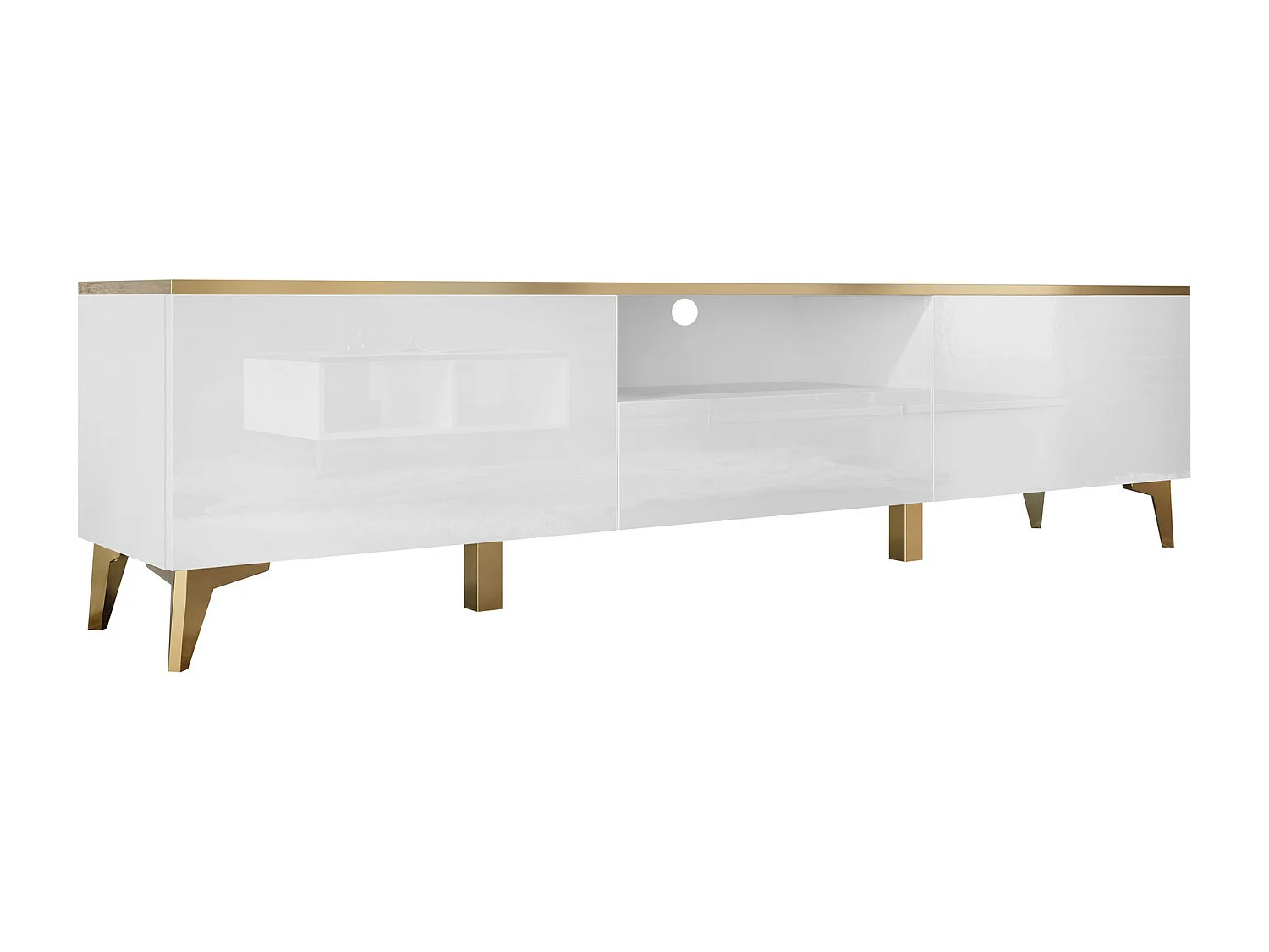 Meuble TV Comfivo Virfera 102, Blanc, 200x50x40cm