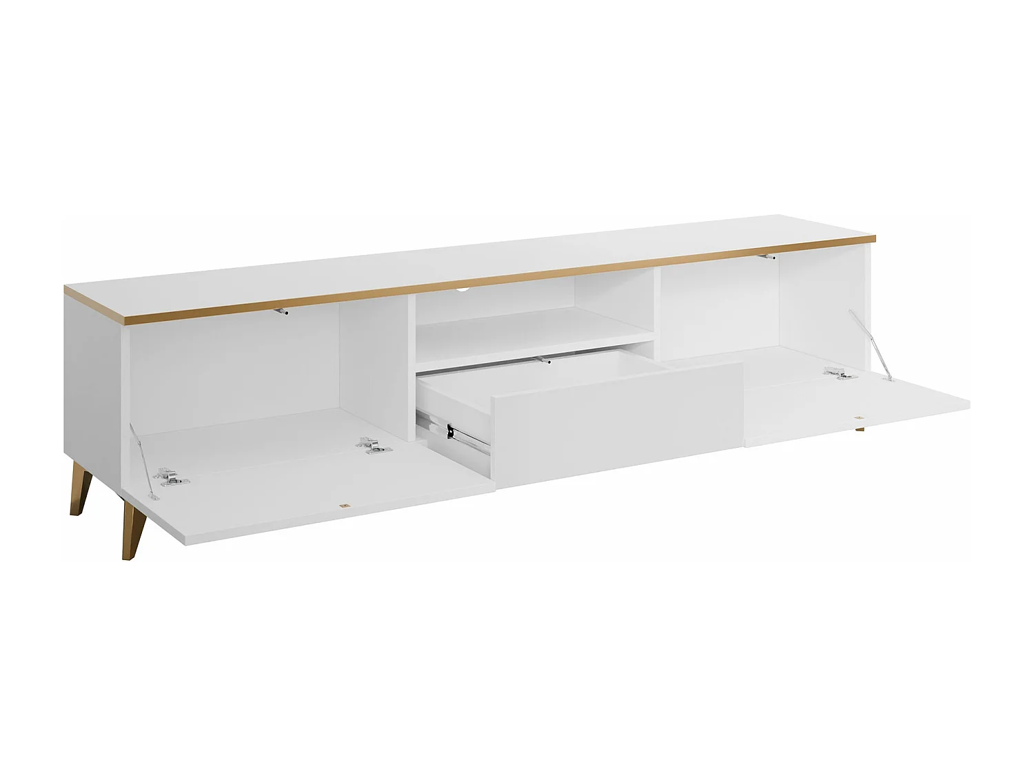 Meuble TV Comfivo Virfera 102, Blanc, 200x50x40cm