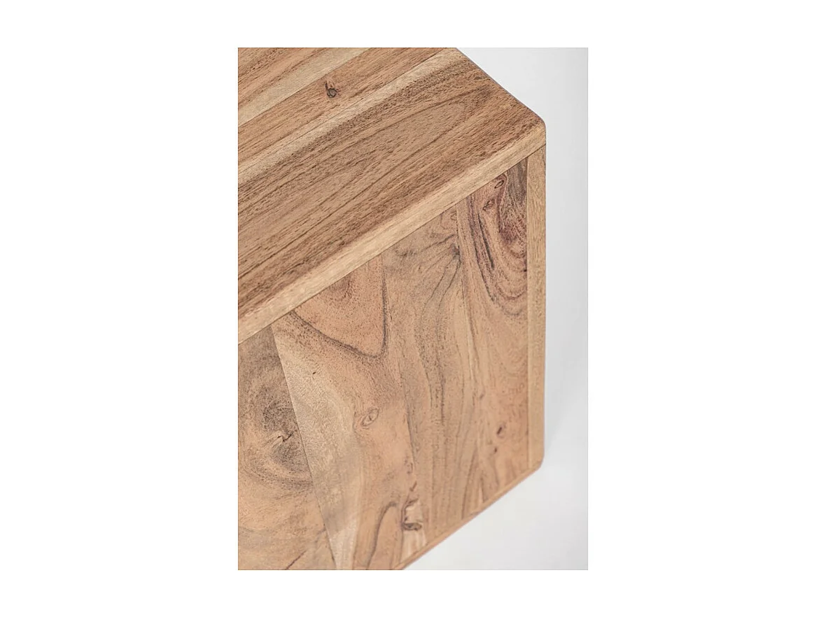 Table basse industriel modulable bois d'acacia et acier marron Palma - Lot de 4