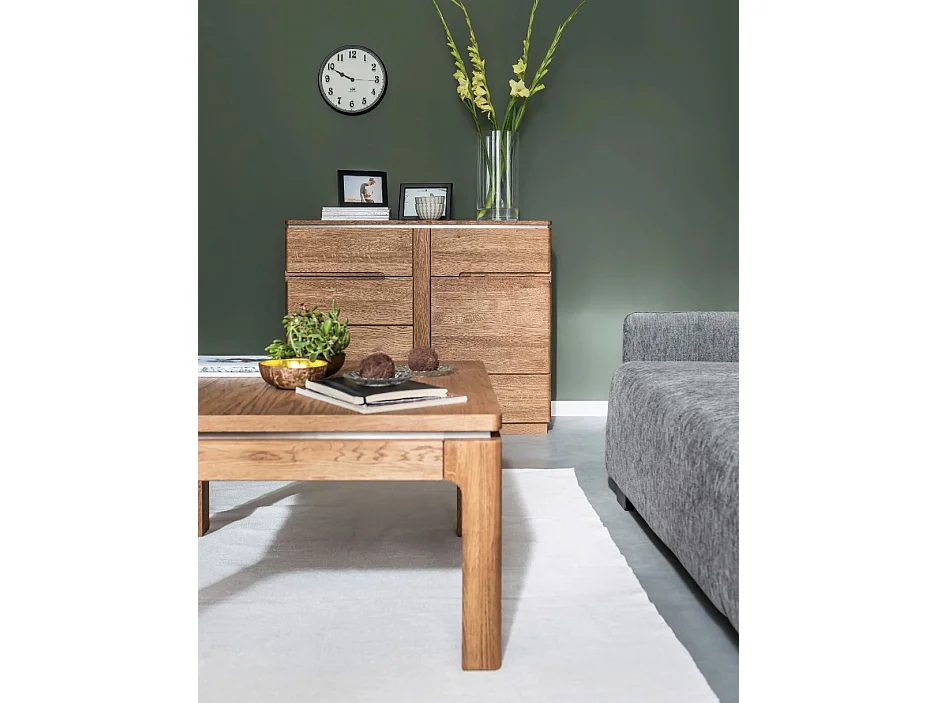 Table basse carrée en bois de chêne rustique Manky 80cm