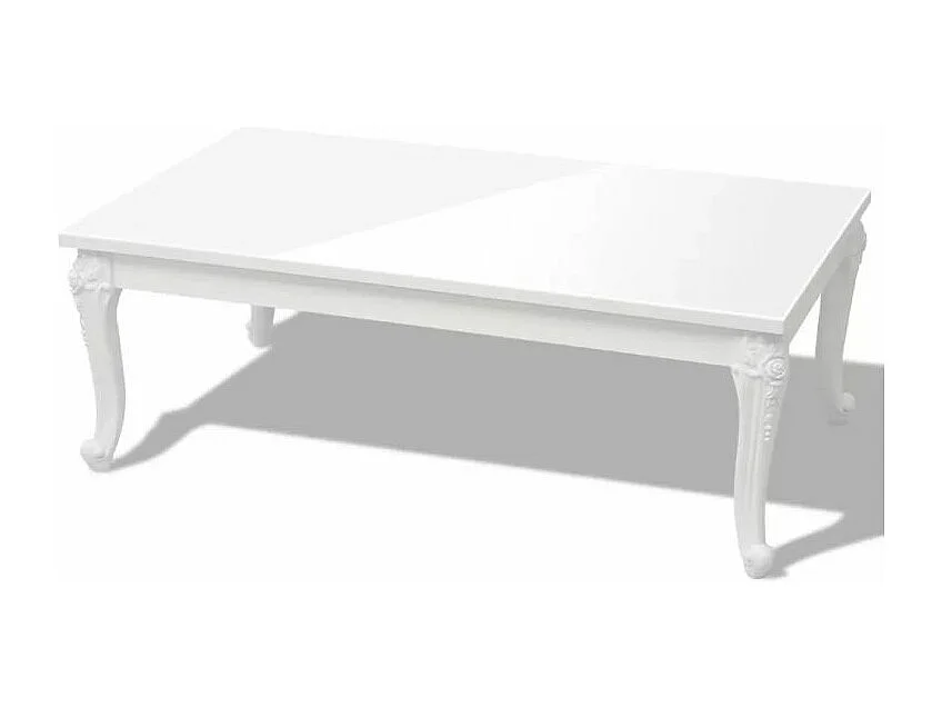Table basse rectangulaire bois blanc laqué et pieds plastique Mento