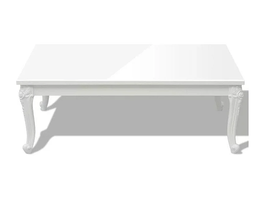 Table basse rectangulaire bois blanc laqué et pieds plastique Mento