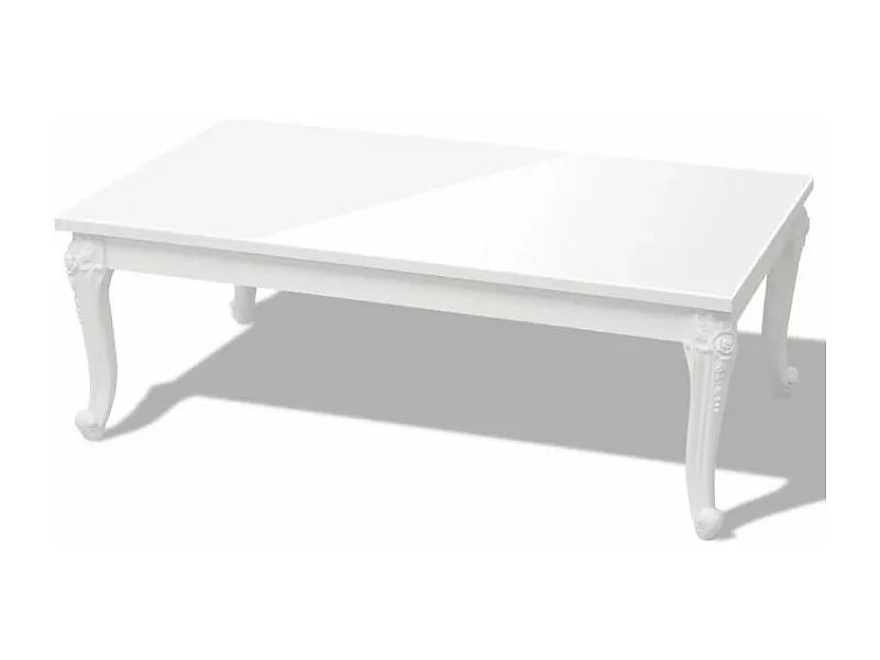 Table basse rectangulaire bois blanc laqué et pieds plastique Mento