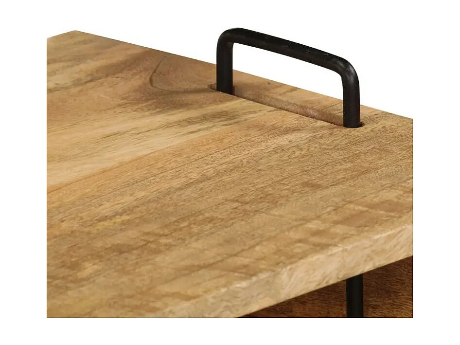 Table basse rectangulaire manguier massif clair et pieds métal noir Soprana