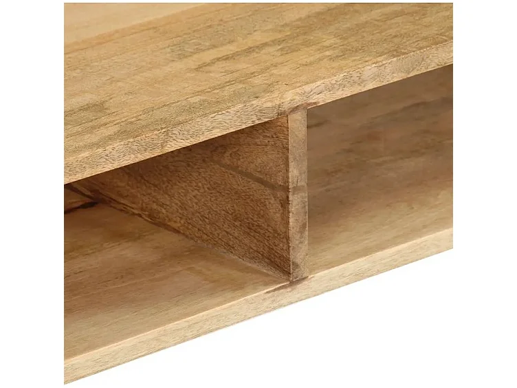 Table basse rectangulaire manguier massif clair et pieds métal noir Soprana