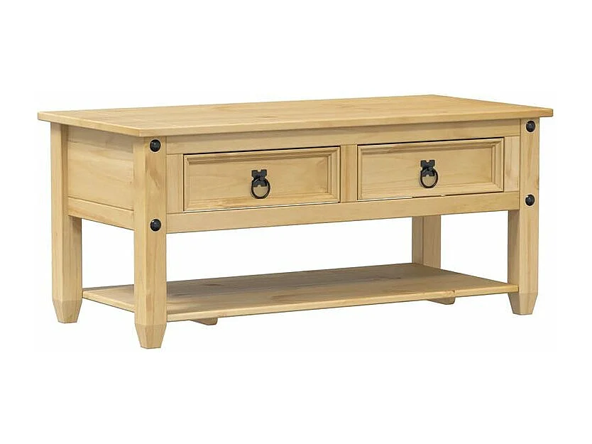 Table basse avec tiroirs Corona 100x48x45 bois de pin massif