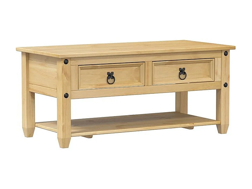 Table basse avec tiroirs Corona 100x48x45 bois de pin massif