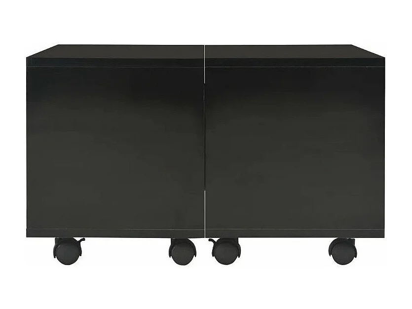 Table basse carrée à roulettes bois noir brillant Bella 60cm