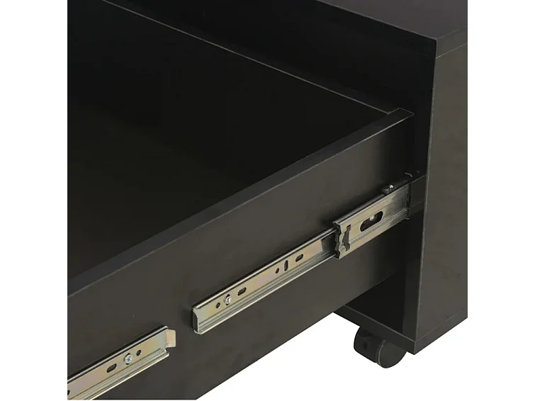 Table basse carrée à roulettes bois noir brillant Bella 60cm