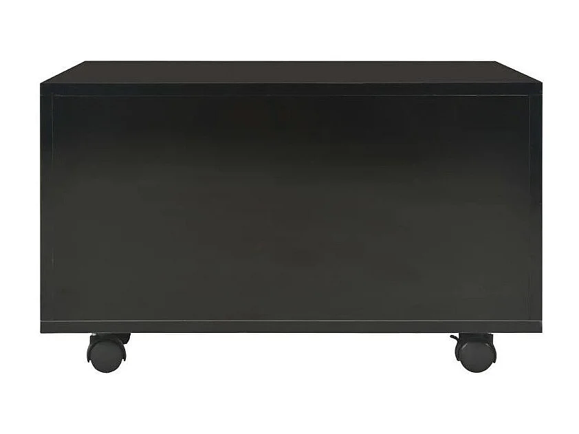 Table basse carrée à roulettes bois noir brillant Bella 60cm