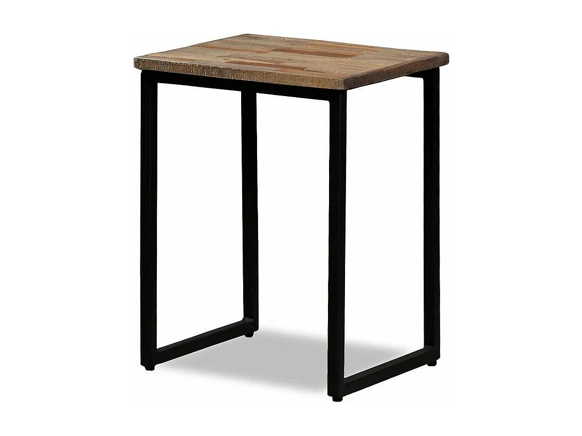 Table basse gigogne teck massif recyclé et métal noir Voust - Lot de 3