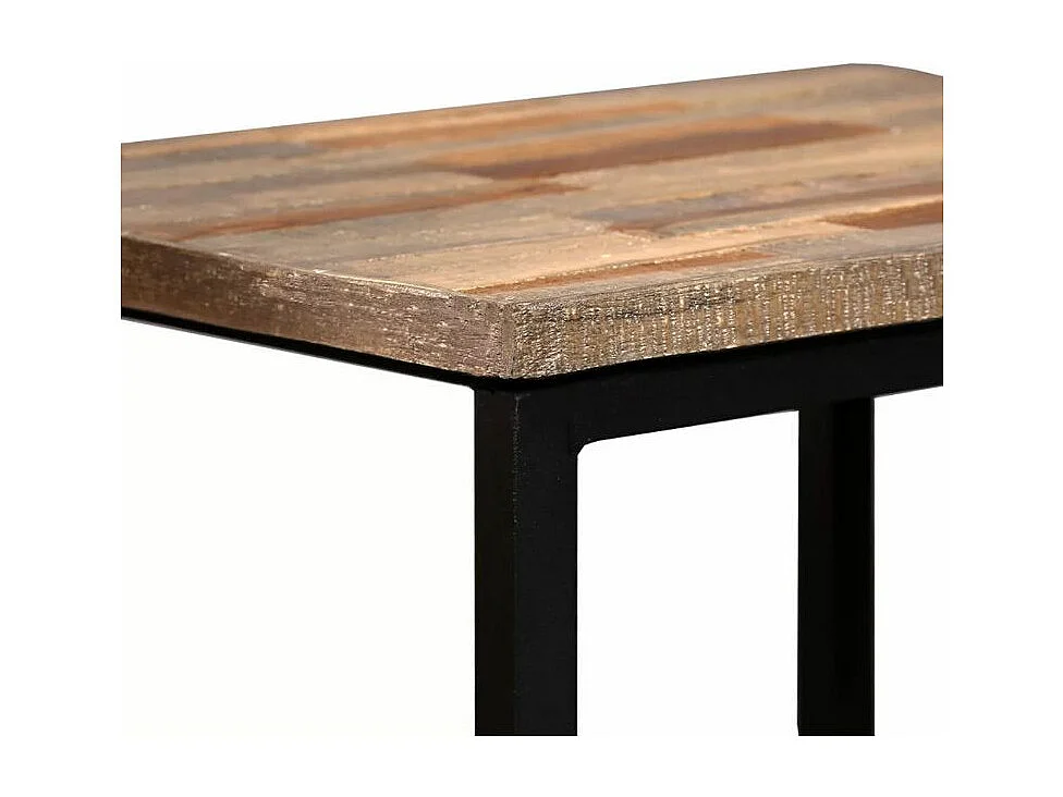 Table basse gigogne teck massif recyclé et métal noir Voust - Lot de 3