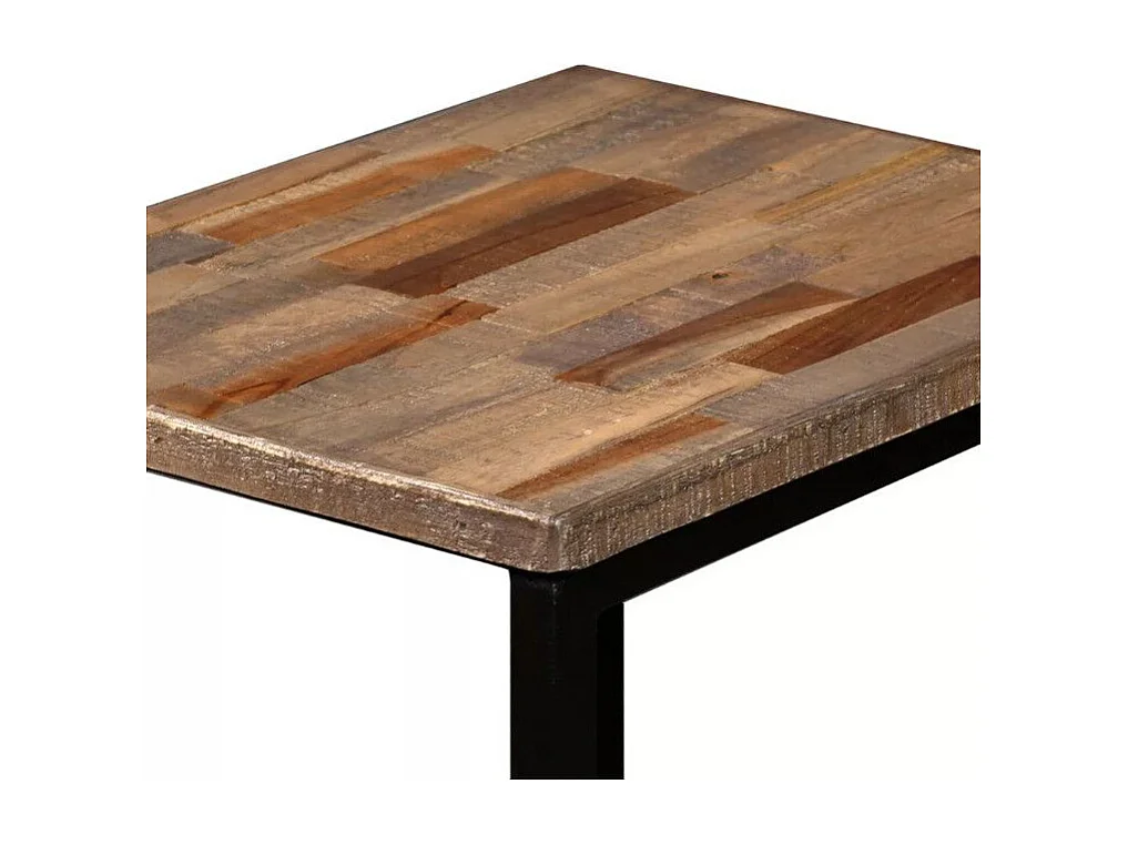 Table basse gigogne teck massif recyclé et métal noir Voust - Lot de 3