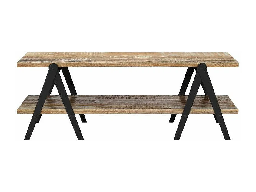 Table basse rectangulaire bois massif recyclé et métal noir Louane 2