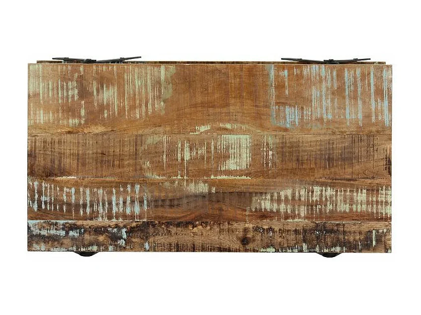 Table basse rectangulaire bois massif recyclé et métal noir Louane 2