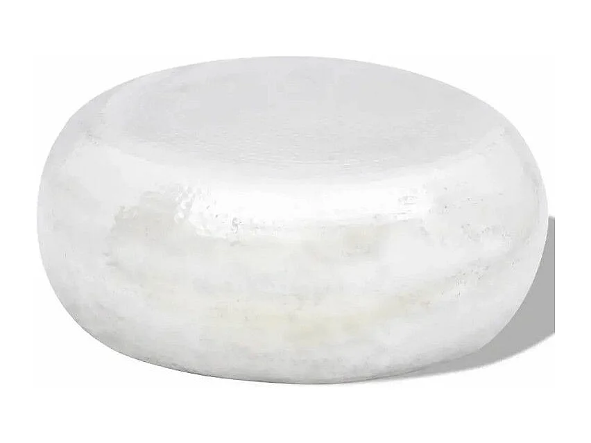 Table basse ronde métal martelé argenté Sym D 75