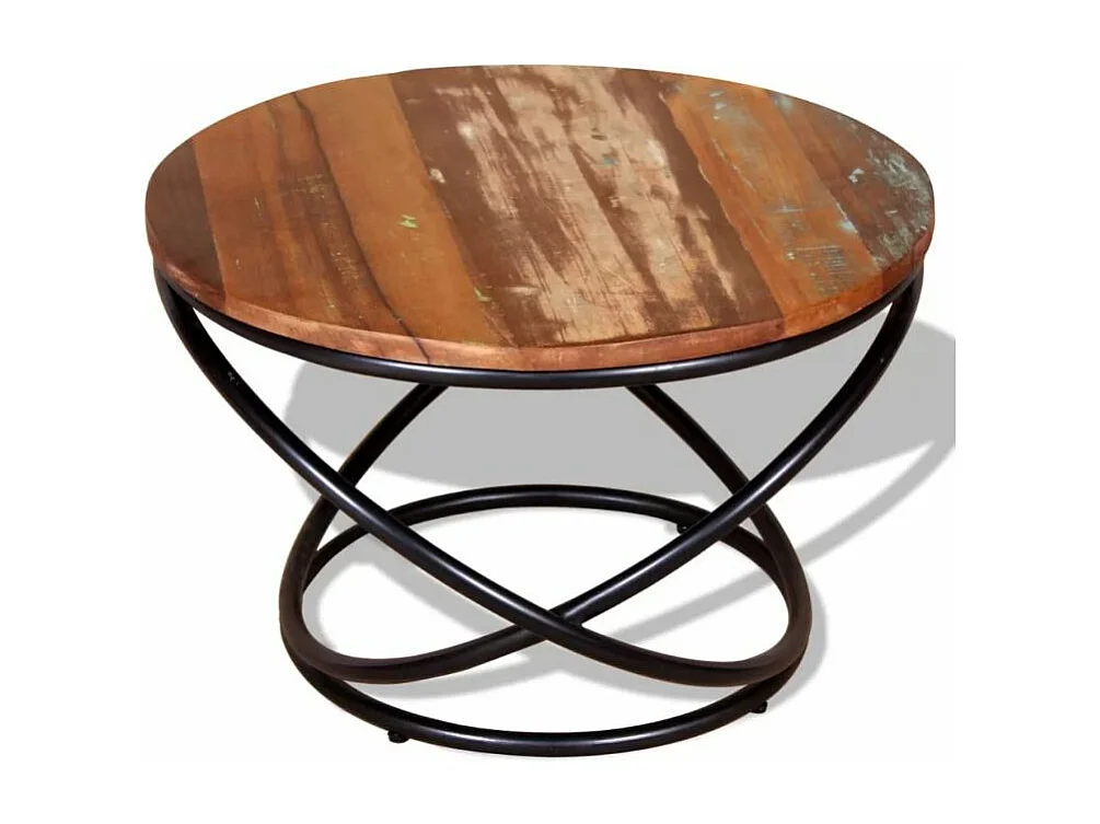 Table basse ronde bois recyclé et métal noir Cloust
