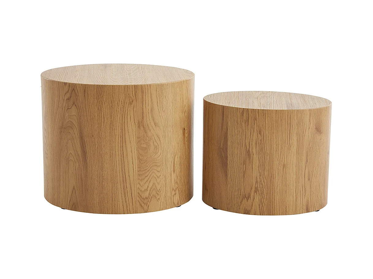 Tables basses gigognes ovales scandinaves bois clair finition chêne (lot de 2) WOODY