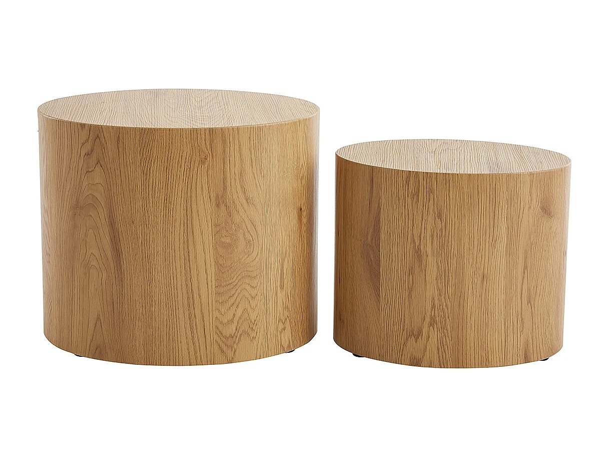 Ovale Couchtische aus hellem Holz (2er-Set) WOODY