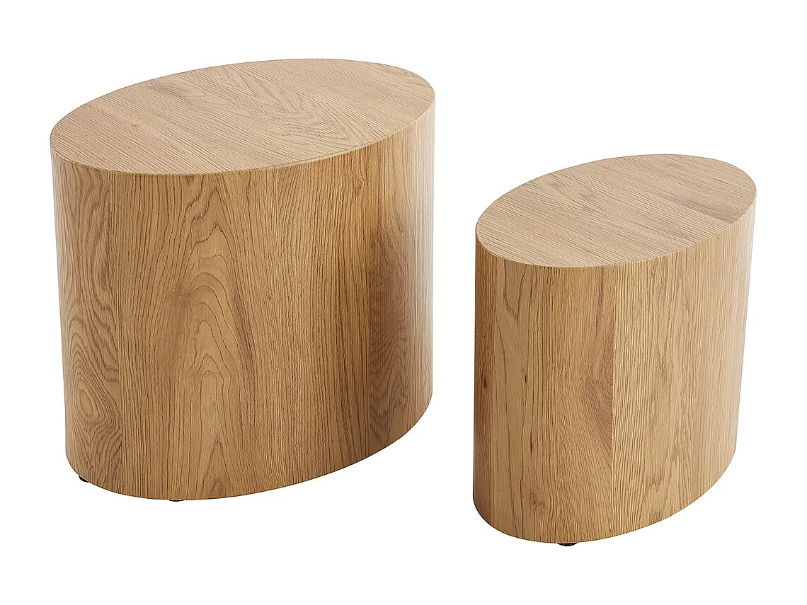 Ovale Couchtische aus hellem Holz (2er-Set) WOODY