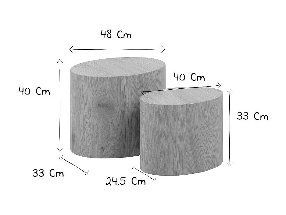 Ovale Couchtische aus hellem Holz (2er-Set) WOODY