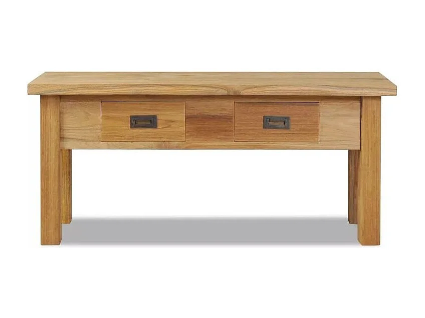 Table basse teck massif clair avec 2 tiroirs Aqua