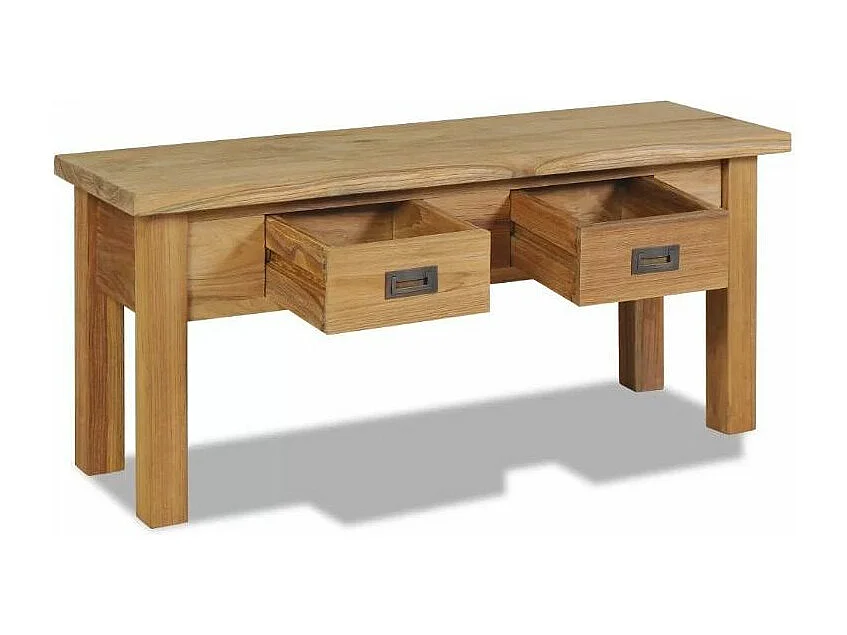 Table basse teck massif clair avec 2 tiroirs Aqua