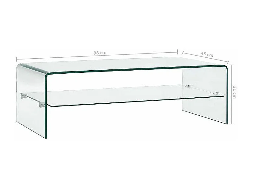 Table basse rectangulaire verre trempé transparent Niu 3